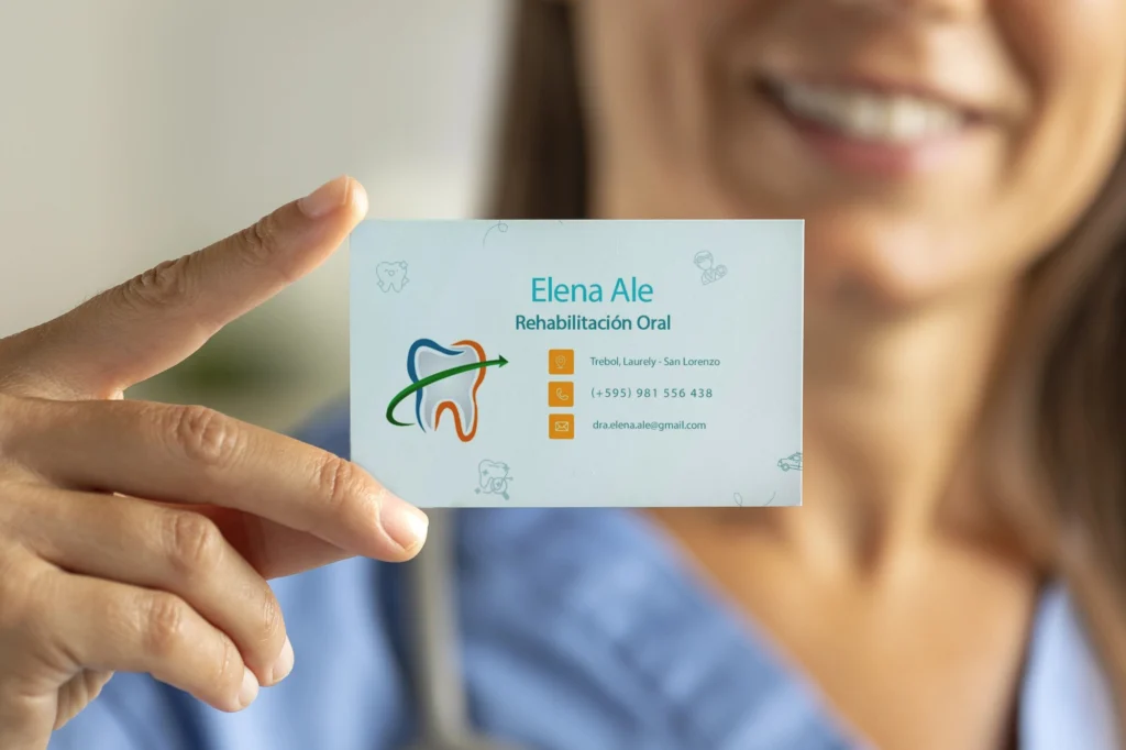 Clinic doctor holding business card mockup
